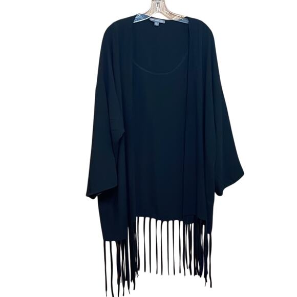 Kate & Mallory Black Open Jacket with Fringe. XL - Picture 1 of 4